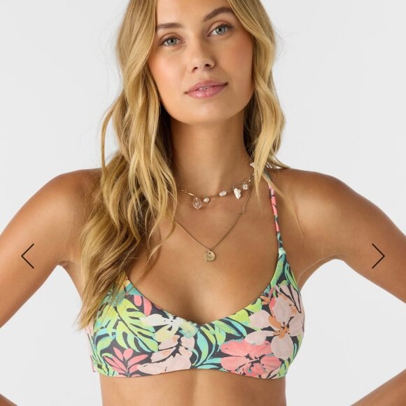 O’Neill Bella Twist Tropical Huntington Bralette Bikini Top XL Floral Hawaiian - Picture 1 of 5